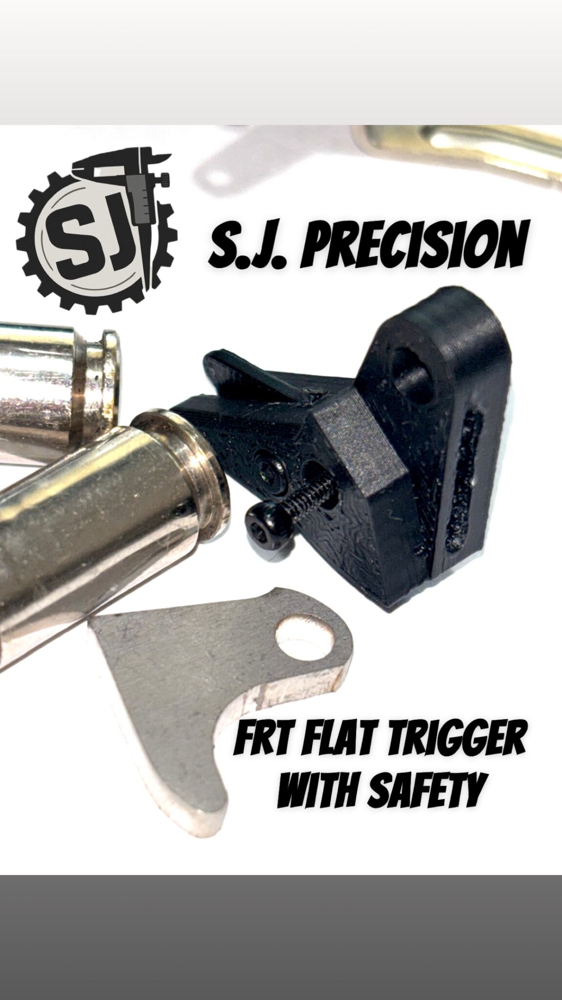 For Glock FRT Polymer V3 Trigger Shoe Kit with Safety and Curved Steel Trip for Gen 1-4 Glocks – Black